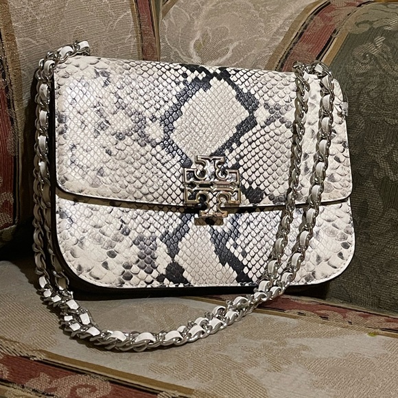 Tory Burch Handbags - Tory Burch Britten Snake Embossed Convertible Crossbody Bag